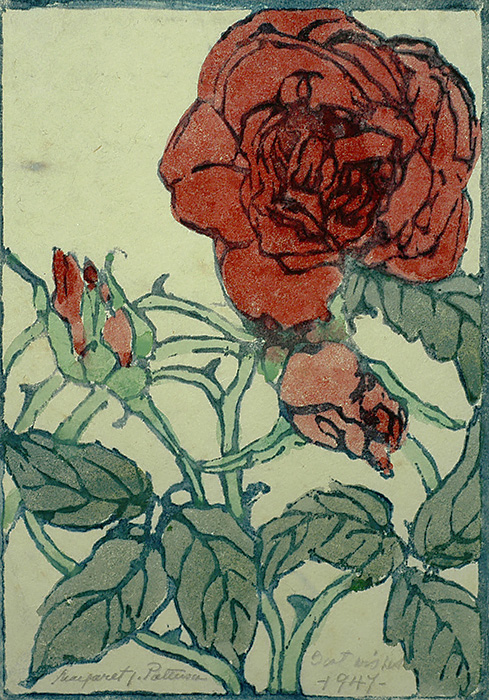 Rose with Vine and Bud - MARGARET PATTERSON - woodcut