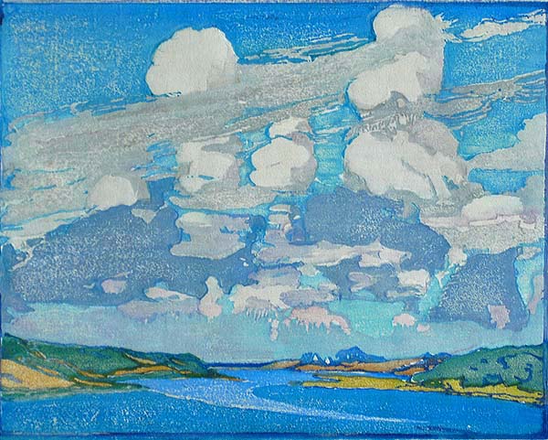 Summer Clouds - MARGARET PATTERSON - woodcut printed in colors