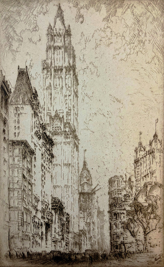 The Woolworth Building - JOSEPH PENNELL - etchhing