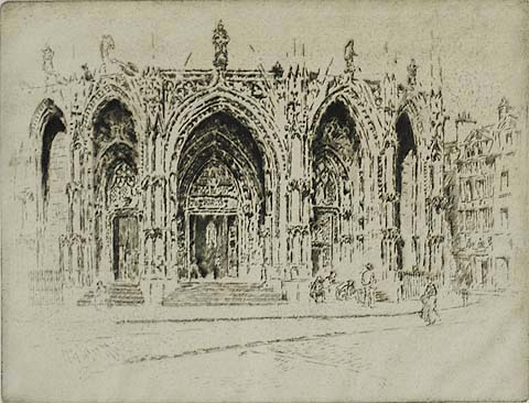 Porch of San Maclou, Rouen - JOSEPH PENNELL - etching