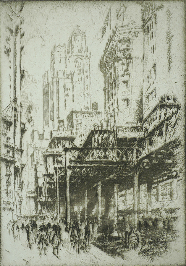 The Elevated (New York) - JOSEPH PENNELL - etching