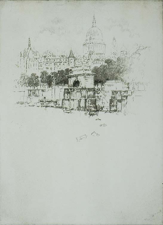 St. Paul's over Temple Stairs - JOSEPH PENNELL - etching