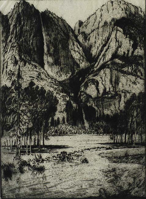 The Falls, Yosemite Valley - JOSEPH PENNELL - etching