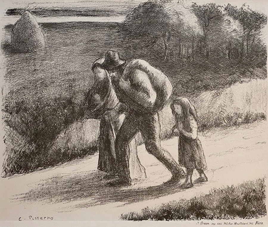 The Vagabonds (Les Trimardeurs) - CAMILLE PISSARRO - lithograph