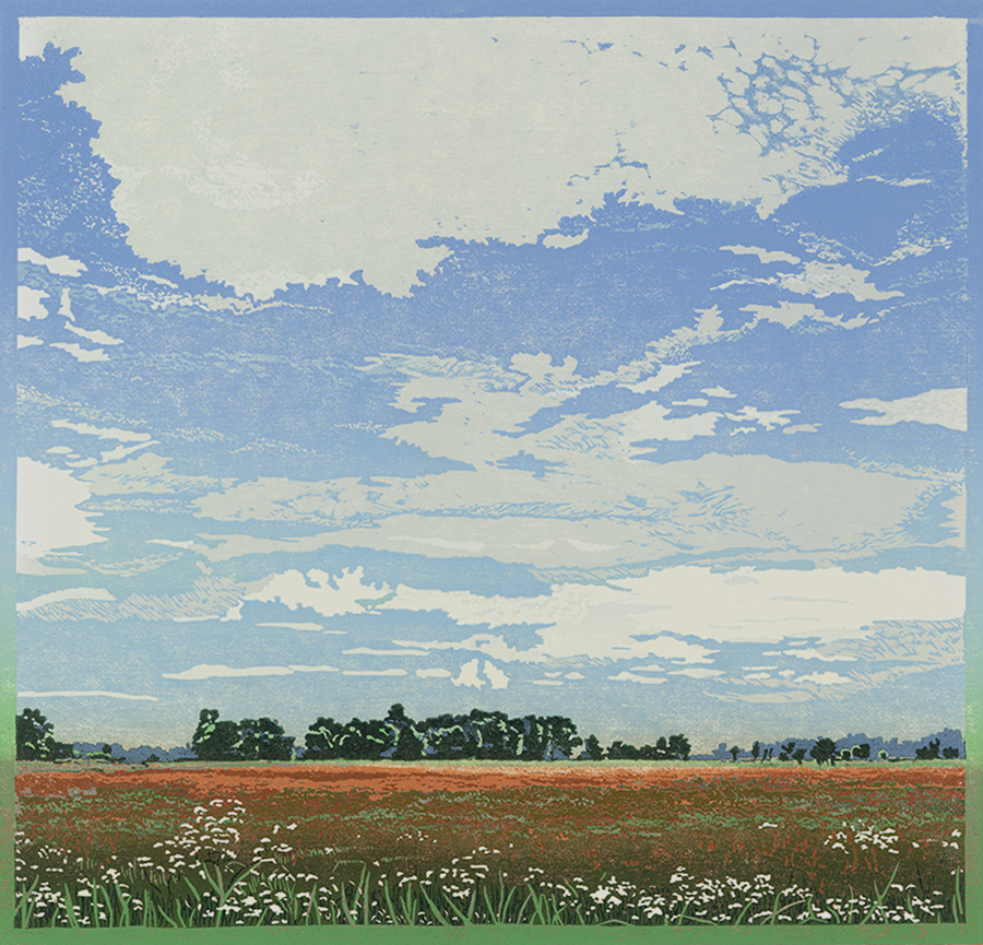Landscape 2013-II - GRIETJE POSTMA - woodcut printed in colors