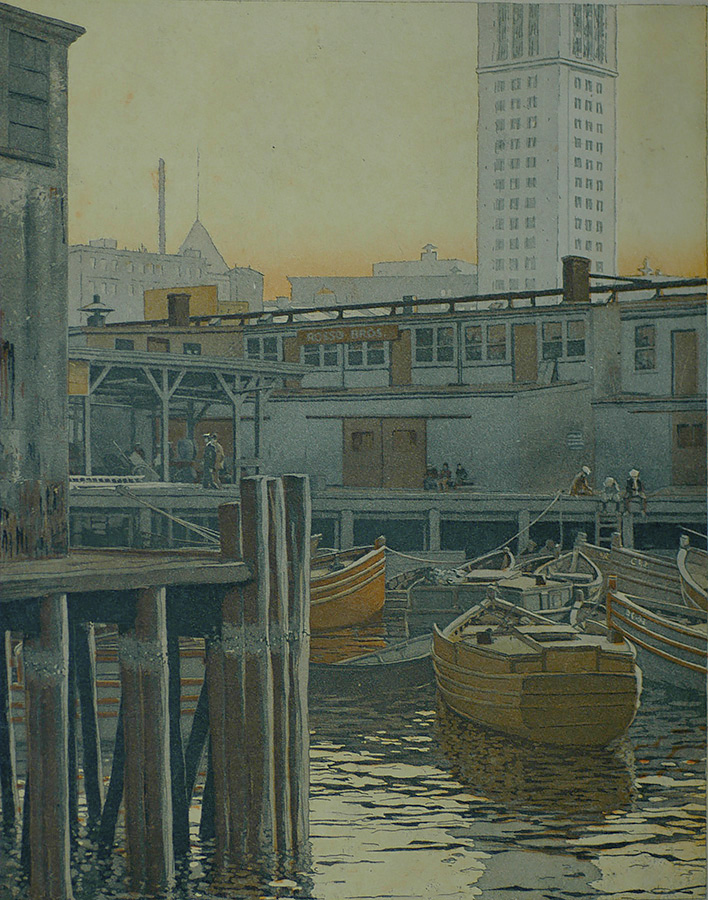 Boston view - VOJTECH PREISSIG - etching and aquatint printed in colors