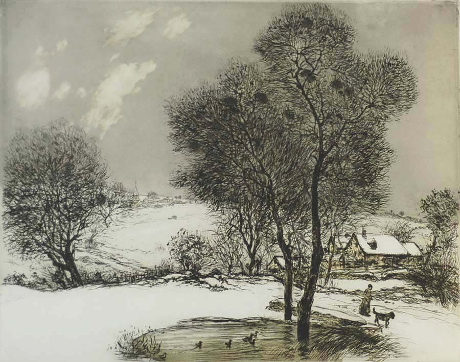 La Neige (The Snow) - JEAN-FRANCOIS RAFFAELLI - etching, drypoint and aquatint printed in colors