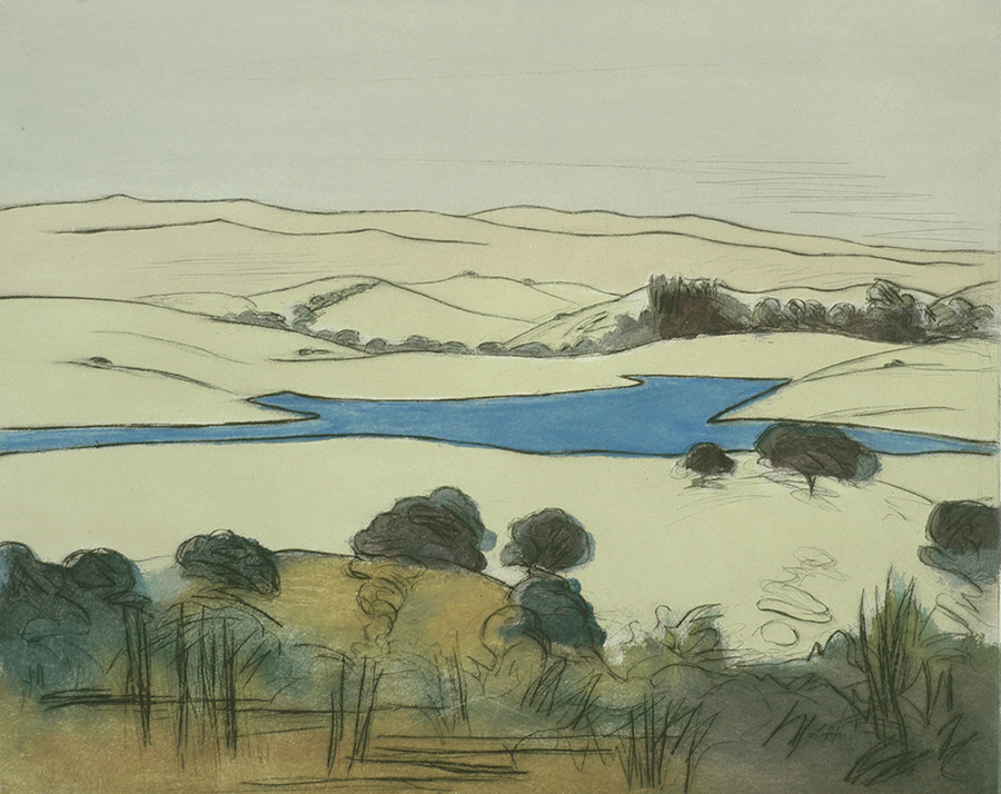 California Landscape - AUGUSTA RATHBONE - etching and aquatint printed in colors