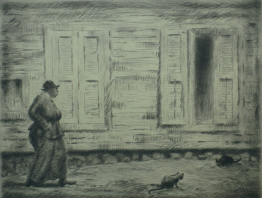 Alley Cats - GRANT REYNARD - drypoint