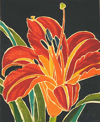 Day Lily - WILLIAM S. RICE - woodcut printed in colors