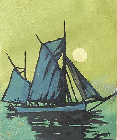 Drifting - WILLIAM S. RICE - woodcut printed in colors
