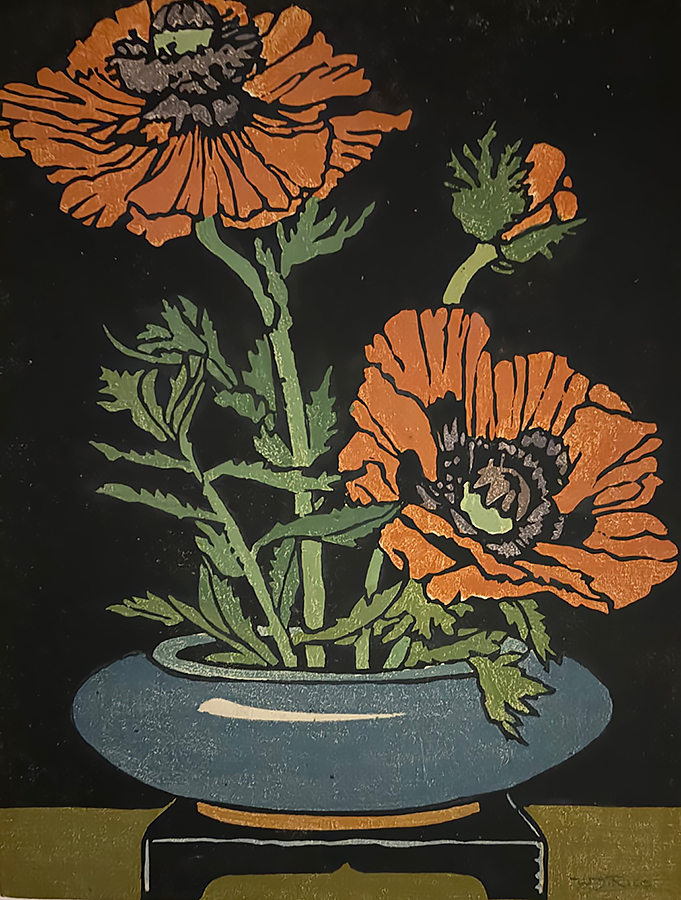 Poppies - WILLIAM S. RICE - woodcut printed in colors