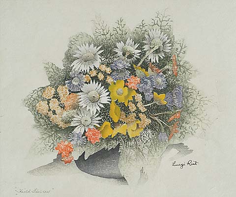 Field Flowers - LUIGI RIST - woodcut printed in colors
