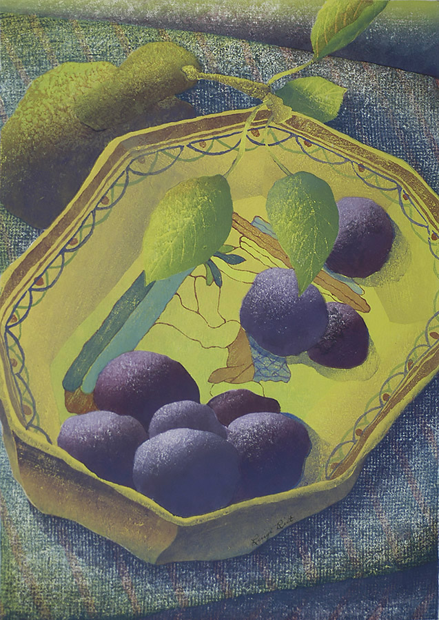 Fruit Dish - LUIGI RIST - woodcut printed in colors