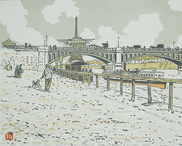 Du Pont de Grenelle - HENRI RIVIERE - lithograph printed in colors