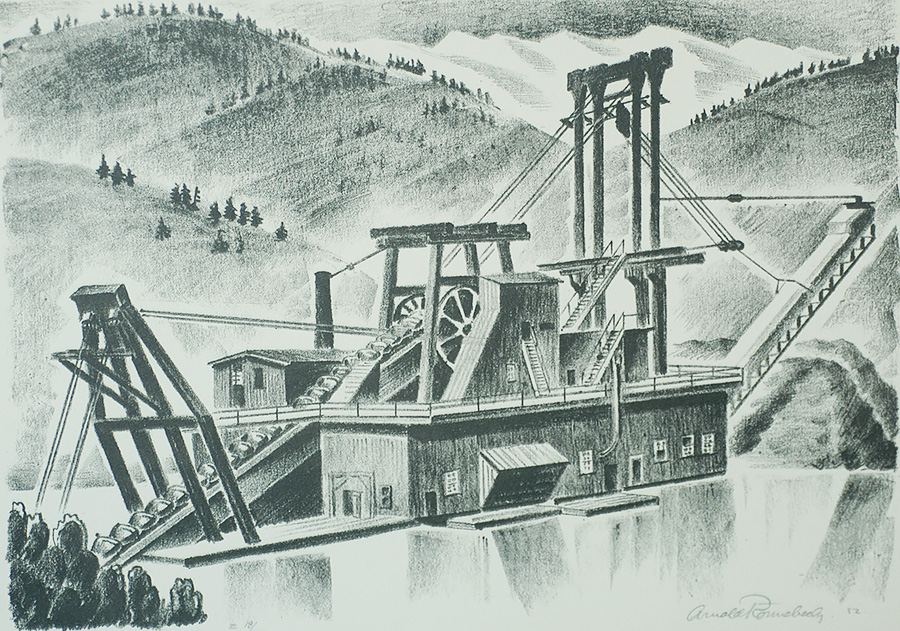 Colorado Gold Dredge - ARNOLD RONNEBECK - lithograph
