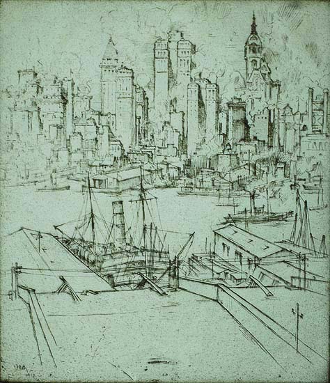 View of New York - ERNEST ROTH - etching