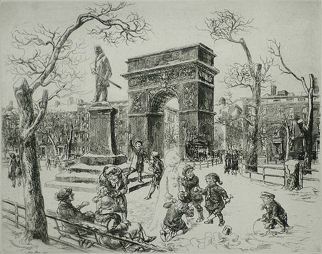 Sculpture in Washington Square - JOHN SLOAN - etching