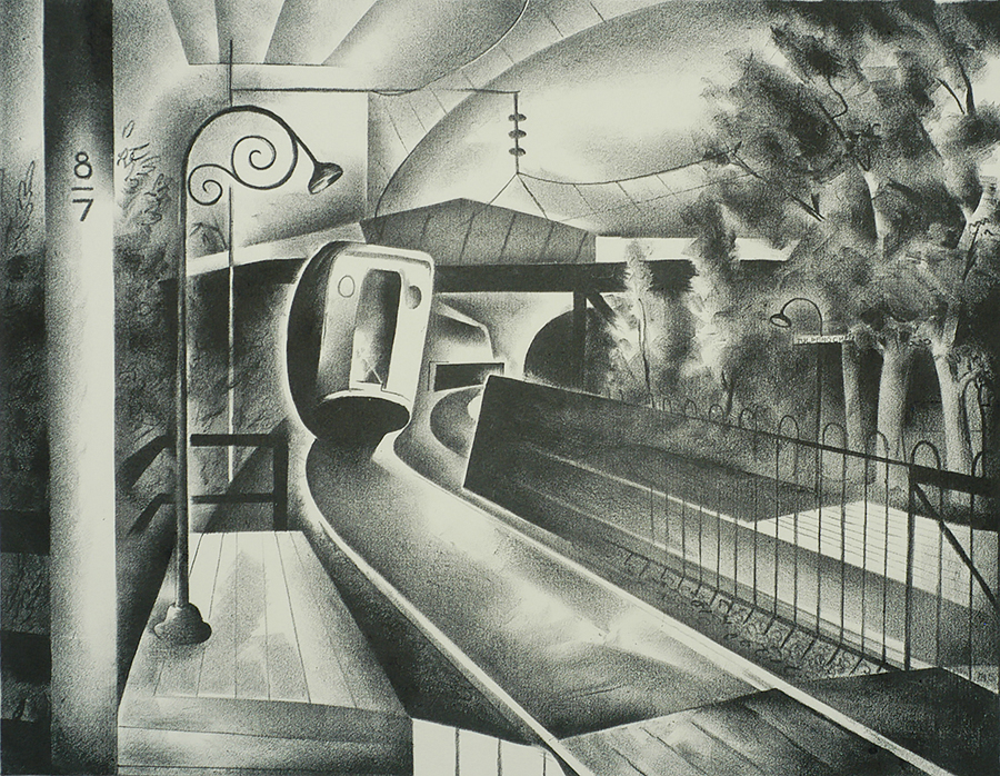 Approach to the Station - BENTON SPRUANCE - lithograph