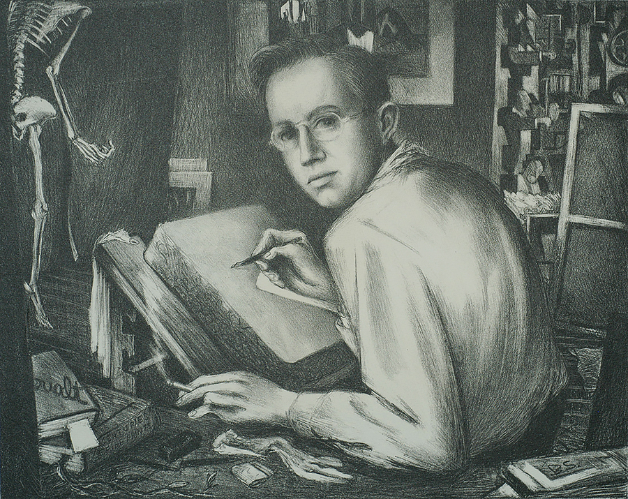 Portrait of the Artist as Model - BENTON SPRUANCE - lithograph