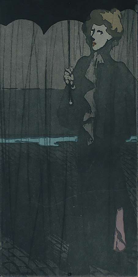 L'averse (The Downpour) - THEOPHILE ALEXANDRE STEINLEN - drypoint with aquatint printed in colors