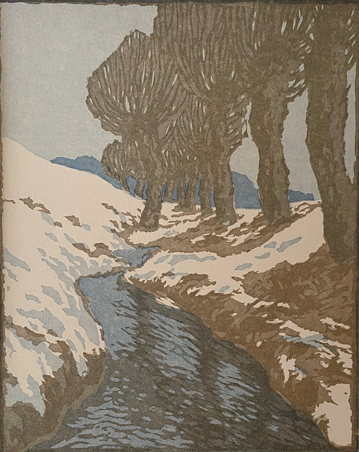 Creek in Winter (Back im Winter) - CARL THIEMANN - woodcut printed in colors