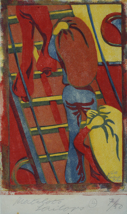 Sailors - LILL TSCHUDI - linocut printed in colors