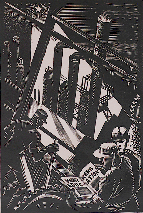 The Workers  - CHARLES TURZAK - woodcut