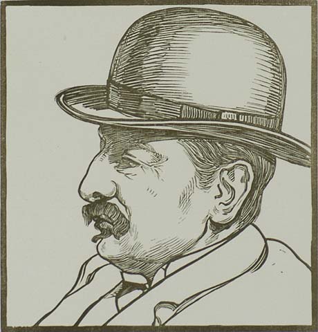 Portrait of Theo van Hoytema - JACOBUS G. VELDHEER - wood engraving (woodcut?)