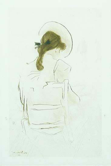 Jeune Fille Vue de Dos (Young Woman Seen from Behind) - JACQUES VILLON - etching and aquatint printed in colors