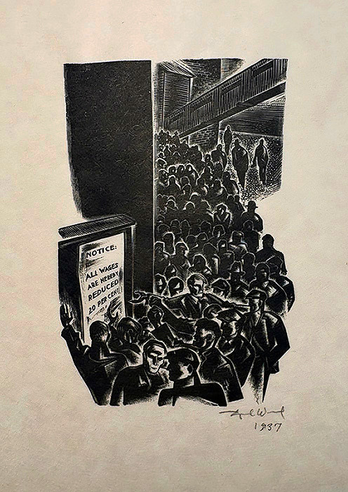All Wages are Hereby Reduced - LYND WARD - wood engraving