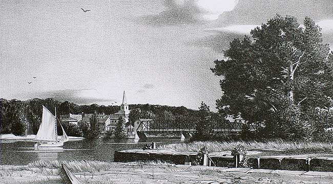 River Scene - STOW WENGENROTH - lithograph