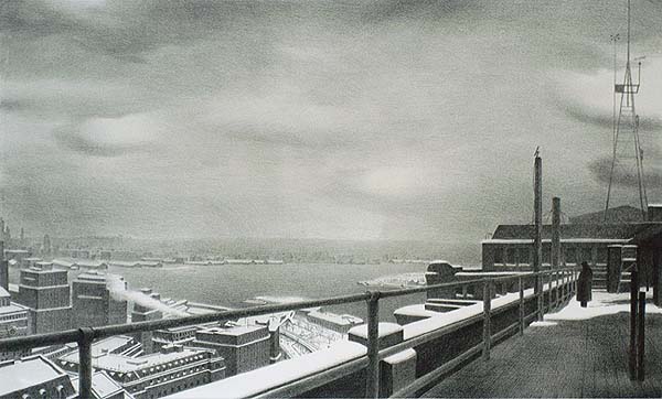 From the Weather Bureau (New York) - STOW WENGENROTH - lithograph printed with a tint stone