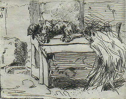 The Dog on the Kennel - JAMES A. MCNEILL WHISTLER - etching