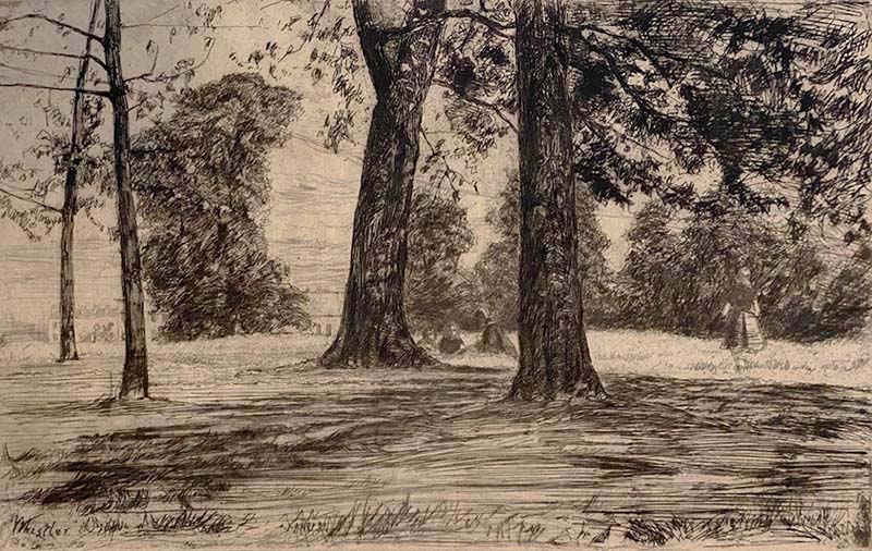 Greenwich Park - JAMES A. MCNEILL WHISTLER - etching and drypoint