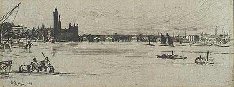 Old Westminster Bridge - JAMES A. MCNEILL WHISTLER - etching