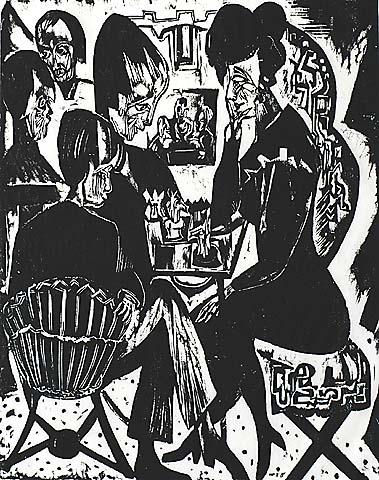 The Chess Players - JAN WIEGERS - woodcut