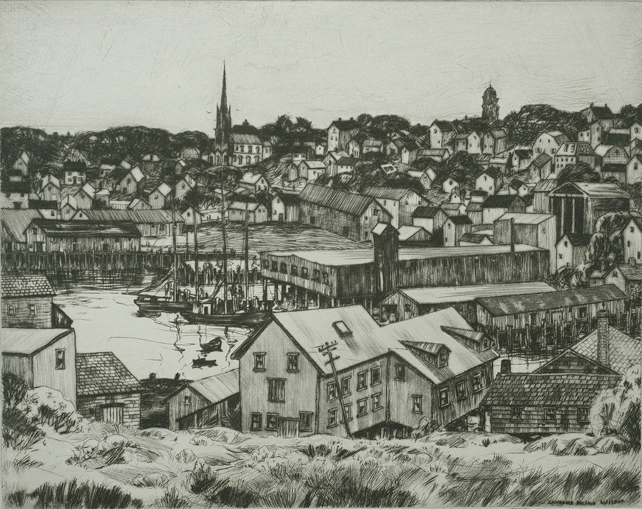Gloucester Harbor, MA - LAWRENCE NELSON WILBUR - drypoint