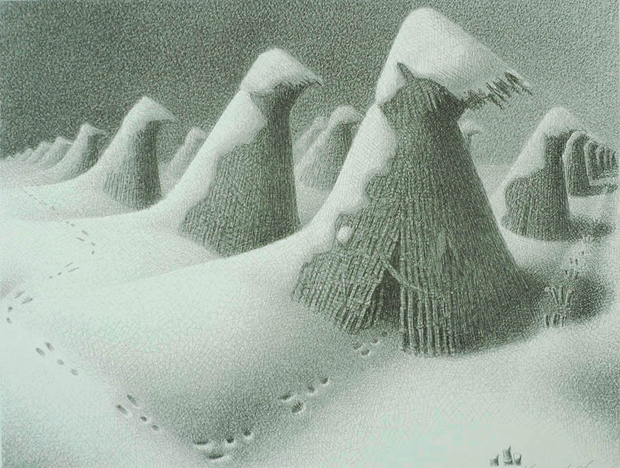 January - GRANT WOOD - lithograph