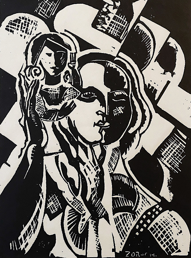 Adoration - WILLIAM ZORACH - linocut