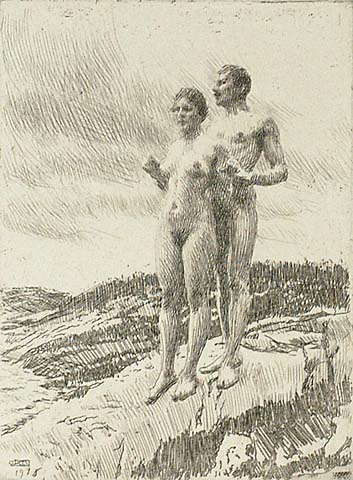 The Two - ANDERS ZORN - etching