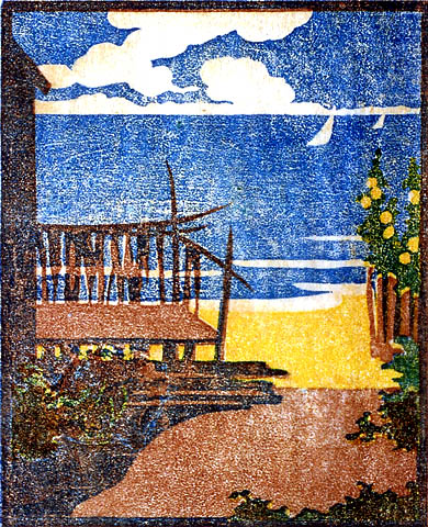 Beach, Provincetown - ELIZABETH NORTON - color woodcut