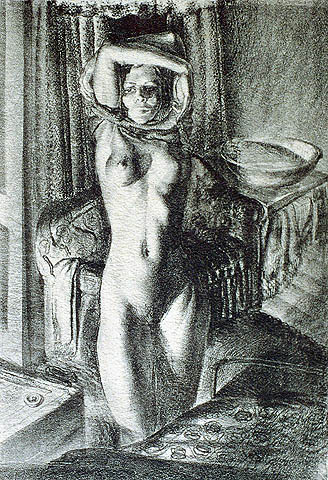 Girl Undressing - LESLIE COLE - lithograph