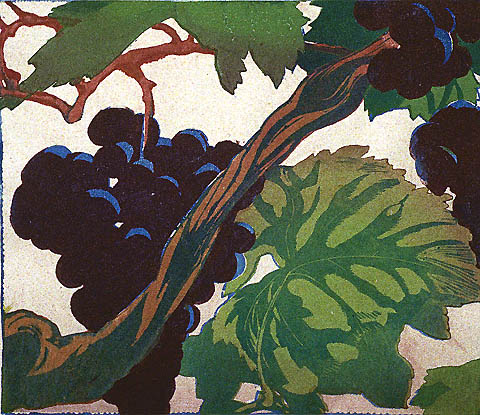 Grapes - MABEL ROYDS - color woodcut