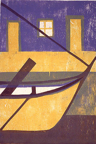 Ship Composition - HERMANN STAMMESHAUS - color woodcut
