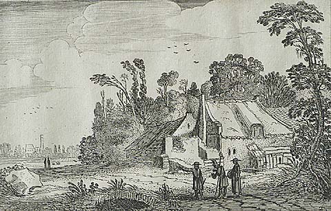 Farm Along a Country Road - JAN VAN DE VELDE II - etching