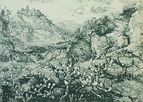 Siciliaans Landschap (Sicilian Landscape) - DIRK VAN GELDER - etching