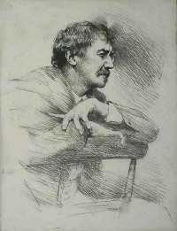 Whistler, No. 11 (Portrait of Whistler, Seated, Right Profile) -  MENPES