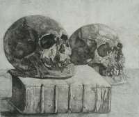 Two skulls and a Book (Memento Mori) -  DERKZEN VAN ANGEREN