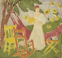 Woman with A Fan and Sunflowers -  MARS